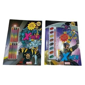 New 2003 Marvel 2 book X-Men Art Set with Crayons and Paints